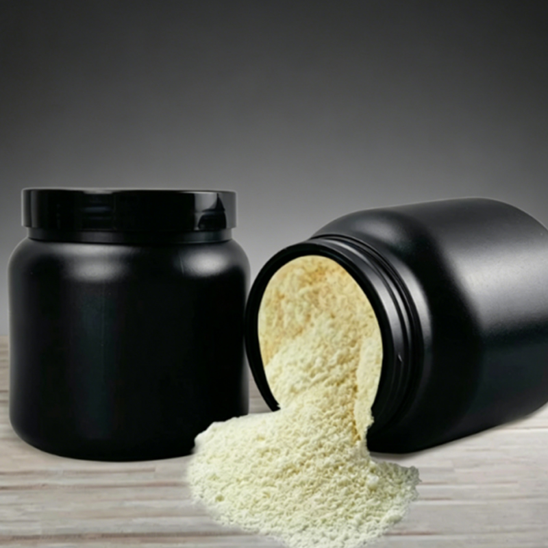 Borcan cu pulbere proteică supliment cu gură largă de culoare neagră HDPE de 1000 ml